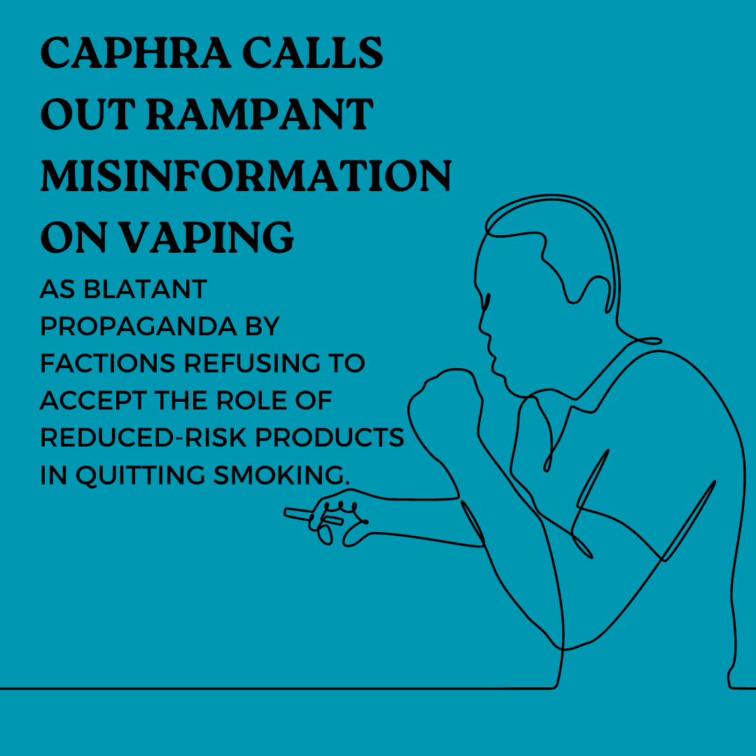 caphraorg's tweet photo. CAPHRA calls out rampant misinformation on vaping as blatant propaganda by factions refusing to accept the role of reduced-risk products in quitting smoking. #TobaccoHarmReduction #VapingTruth  https://t.co/pYIvDD2nzX https://t.co/3ofpqXYwHF