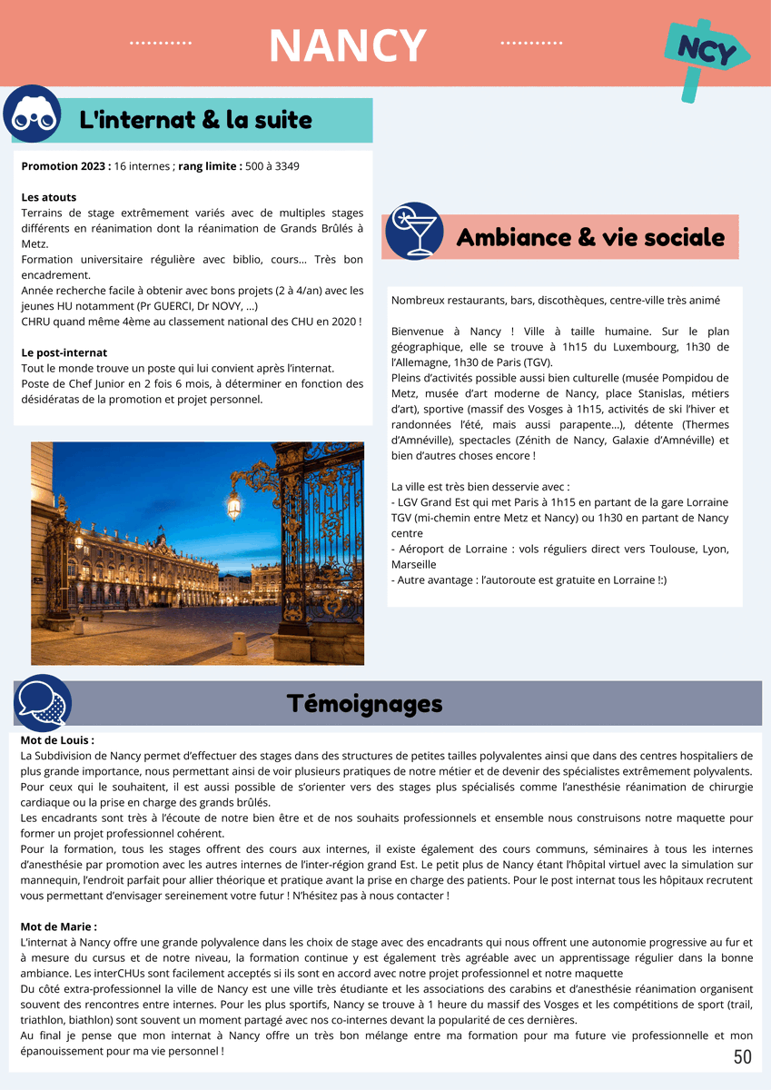 📍Aujourd’hui nous voici à @VilledeNancy et @Grand_Nancy

Organisée autour du <a href="/CHRU_de_Nancy/">CHRU de Nancy</a>, 15 postes DESAR sont la pour vous accueillir 🤩

N’hésitez pas à contacter les correspondants CNEAR de l’inter région ou l’#AjarGrandEst !

<a href="/SFAR_ORG/">SFAR Anesthésie Réanimation</a> <a href="/SFARJeunes/">SFAR Jeunes</a> <a href="/AJARFrance/">AJAR France 🇫🇷</a> <a href="/SNJeunesAR/">Syndicat National des Jeunes Anesth-Réa</a>
