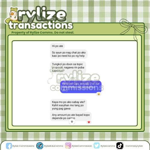 🍀:➛〔📂〕#RylizeTransactions
 ✍️: Research Proposal

Good aftie #twtcomms ! It's research szn nanaman for us! We just secured 3 tasks po from my classmates who knows about our commission business, hihi.🫶