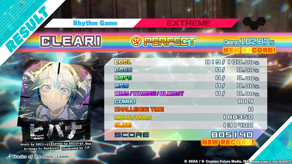SNICKER_39's tweet photo. Getting F0's on banger songs with amazing mv's is so satisfying😎
HIBANA Extreme F0
#HatsuneMiku #pjd_sega #megamixplus https://t.co/nQfjUsi3pb