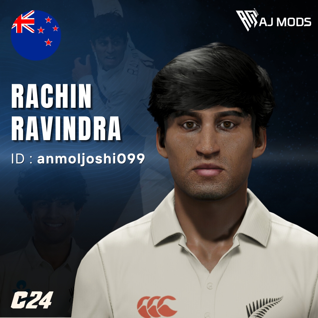AJMods99's tweet photo. ๐จ Unleash Rachin Ravindra in C24! ๐
New Zealandโs all-rounder sensation is ready for action! ๐
Get his playface now on ID: anmoljoshi099.
Feedback? Drop it below!๐๐
#AJMods #Cricket24 #RachinRavindra ๐ณ๐ฟ #KiwiPower https://t.co/ImEz3EE8cC