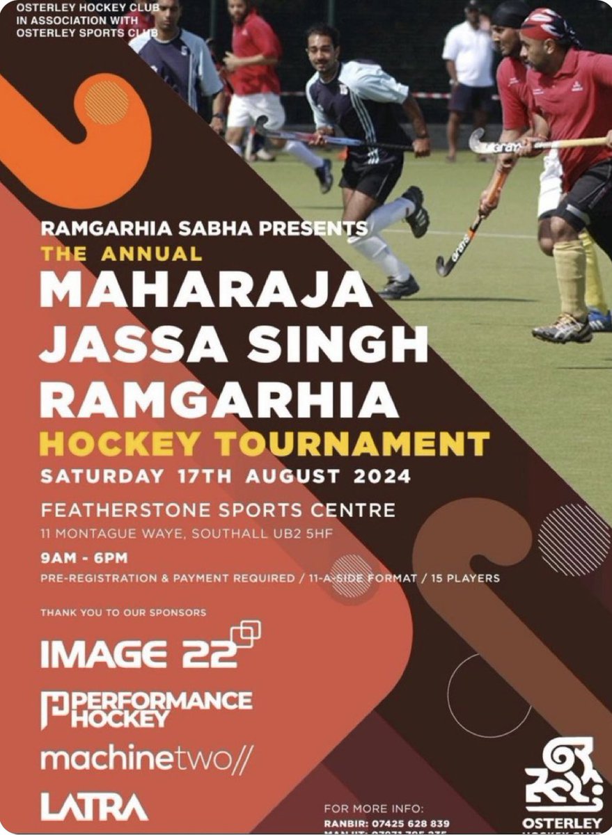 Cllr John Martin (@jm4norwoodgreen) on Twitter photo #NorwoodGreen & #Southall residents Get ready for the exciting Maharaja Jassa Singh Ramgarhia #Hockey Tournament, presented by Ramgarhia Sabha in association with #OsterleyHockeyClub & Osterley Sports Club <a href="/FeatherstoneHS/">Featherstone High School</a>
Let's make this tournament a day to remember! #NorwoodGreen & #Southall residents Get ready for the exciting Maharaja Jassa Singh Ramgarhia #Hockey Tournament, presented by Ramgarhia Sabha in association with #OsterleyHockeyClub & Osterley Sports Club <a href="/FeatherstoneHS/">Featherstone High School</a>
Let's make this tournament a day to remember!
