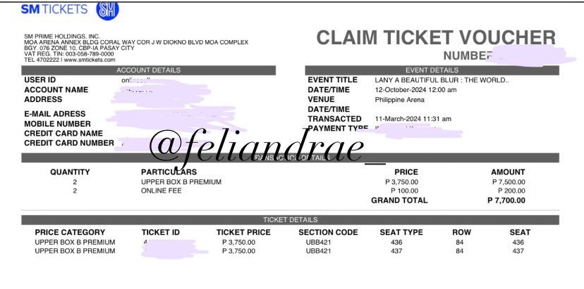 feliandrae_'s tweet photo. wts lfb ph 

LANY A BEAUTIFUL BLUR : THE WORLD TOUR ASIA - BULACAN OCTOBER 12, 2024

2 ubb premium Lany concert ticket 

Rfs: we broke up nung supposedly kasama ko sa con

7k for 2!!! but still nego

Can do meet ups in Pangasinan or Manila https://t.co/zgtxRWHUU4