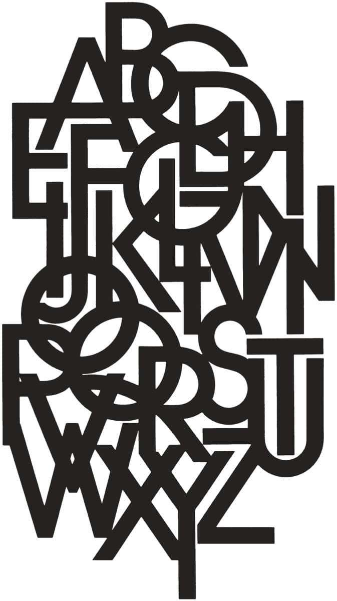 DesignReviewed's tweet image. All 26 caps from the ITC Avant Garde typeface. Designed by Herb Lubalin. Image from commarts.com/project/7800/a…