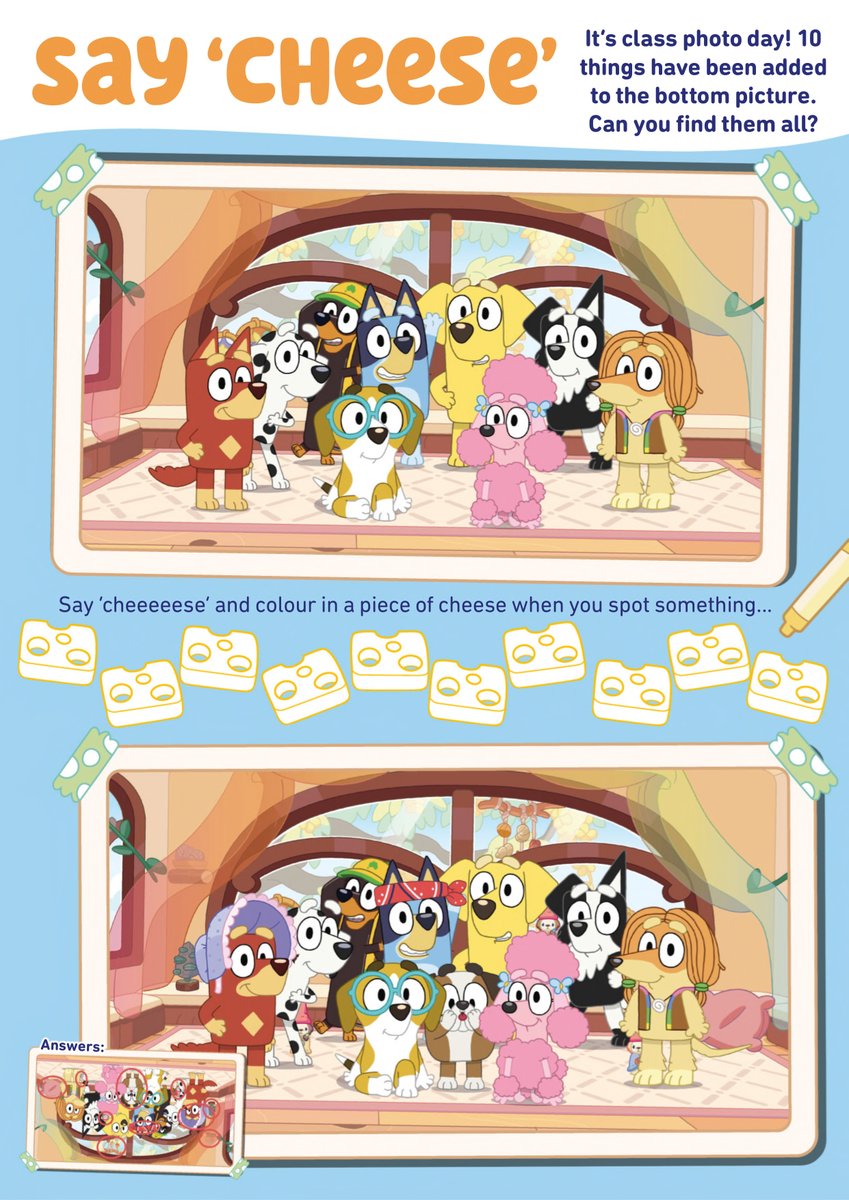 Bluey_Wiki's tweet photo. It’s class photo day! 📸 Bluey and friends are all smiles, but can you find what’s changed in the bottom pic? 🕵️‍♀️ Let’s see who’s got the sharpest eyes! 👀 | #bluey #bingo #bandit #chilli #heeler #blueytv #blueyfans #blueytoys #funny

https://t.co/rrxVHBHJ0U https://t.co/MvY9PE4HaS