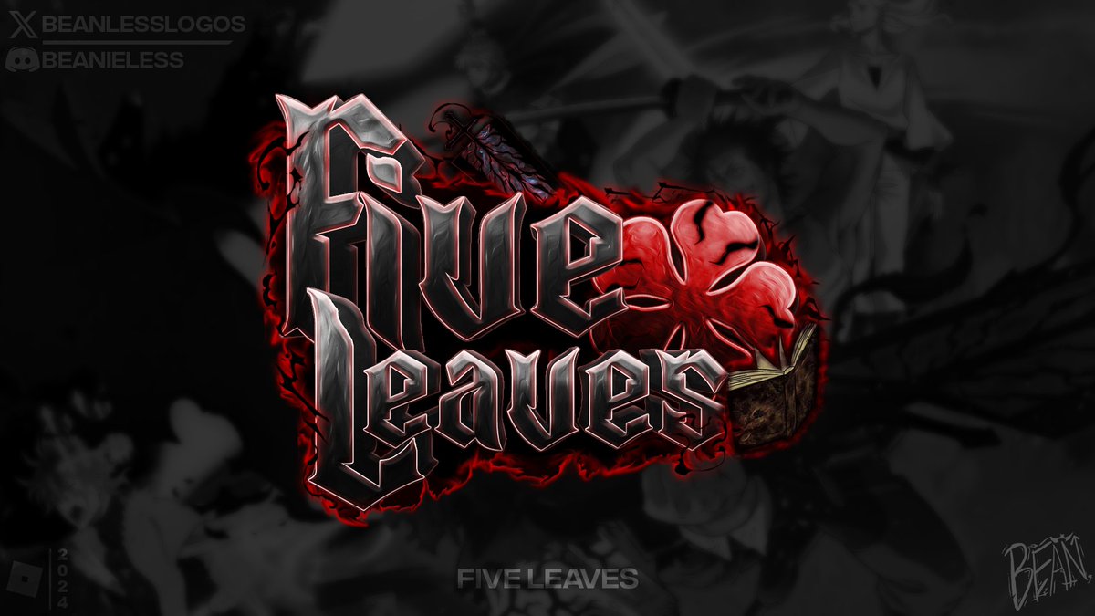 Five Leaves Logo
-
Game's Discord: discord.com/invite/fivelea…
-
[#RobloxDev] [#RobloxArt] [#RobloxLogo] [#Roblox] [#LogoDesign] [#RobloxGFX] [#GraphicDesign] [#Logo] [#BlackClover]