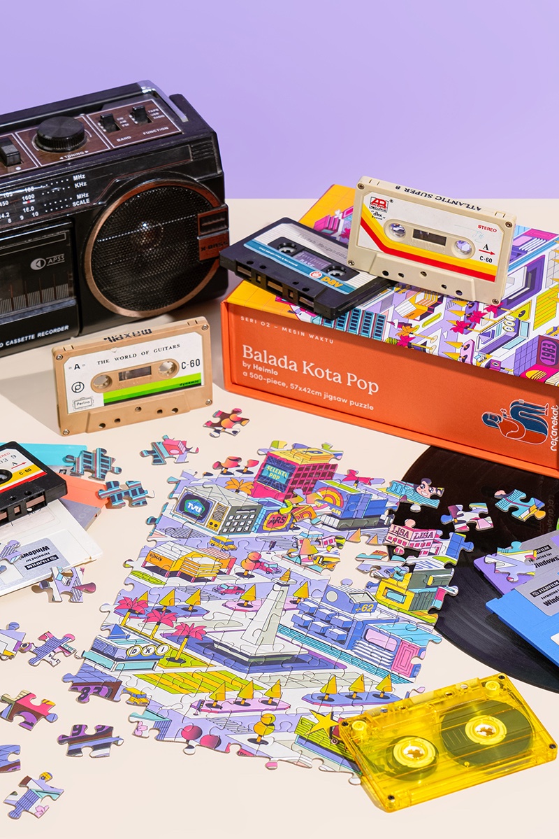 toramichan's tweet photo. Pop kultur #Indonesia 80an dalam bentuk bangunan. Kolaborasi dengan puzzle Rekarekat https://t.co/tkMmsaNY3d