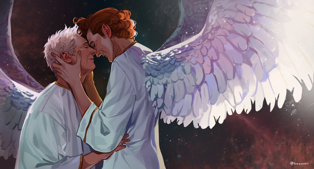 It's been exactly a year since I worked on this good omens illustration 🥲