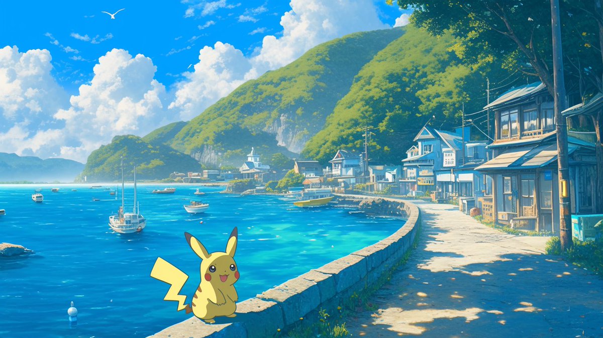 I_IGOYA's tweet image. Pikachu and the Sea City