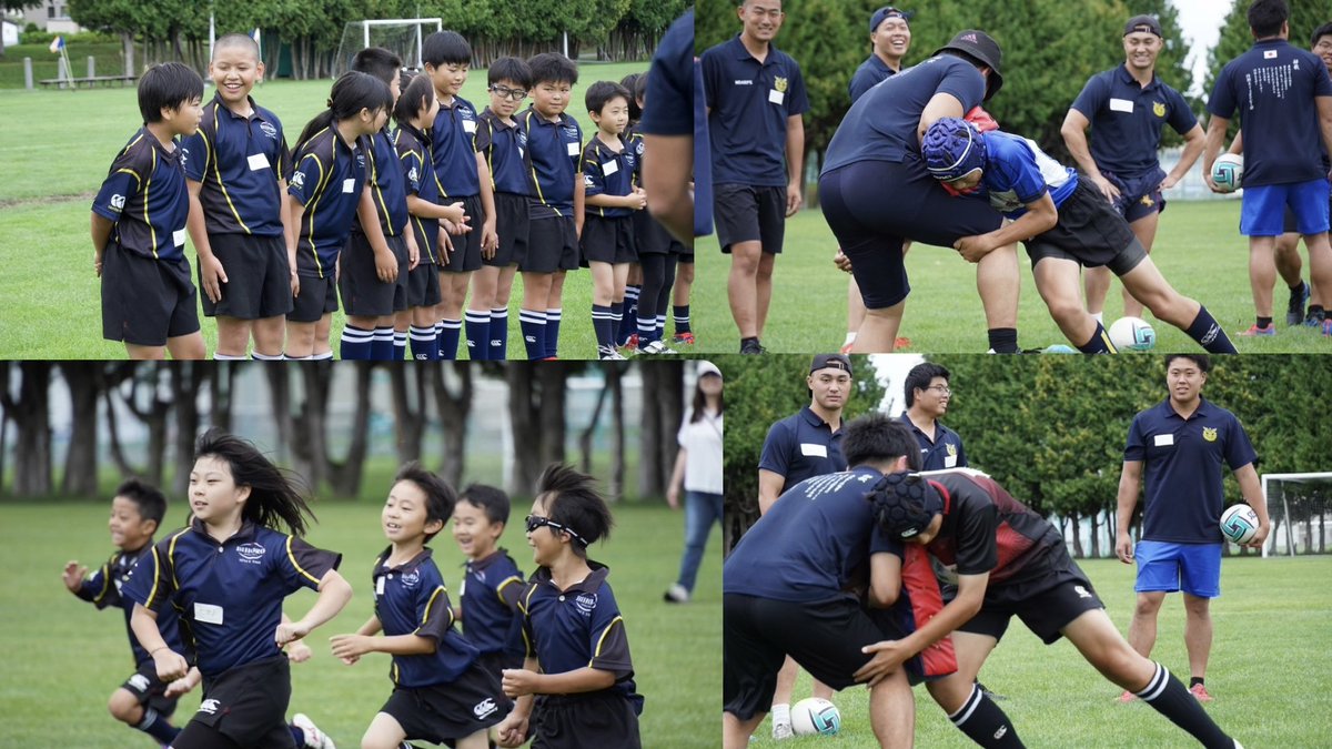 ndarfc's tweet photo. 《夏合宿》
本日は美幌ラグビー少年団の幼児・小・中学生を対象にラグビークリニックを行いました。部員は試行錯誤しながらも今まで培ってきたラグビースキルをコーチングする良い経験が出来ました。たくさんの笑顔が生まれたとても良い時間でした
 #防衛大学校 #防大ラグビー #ラグビー #ALLOUT https://t.co/9LUaF6zCMj