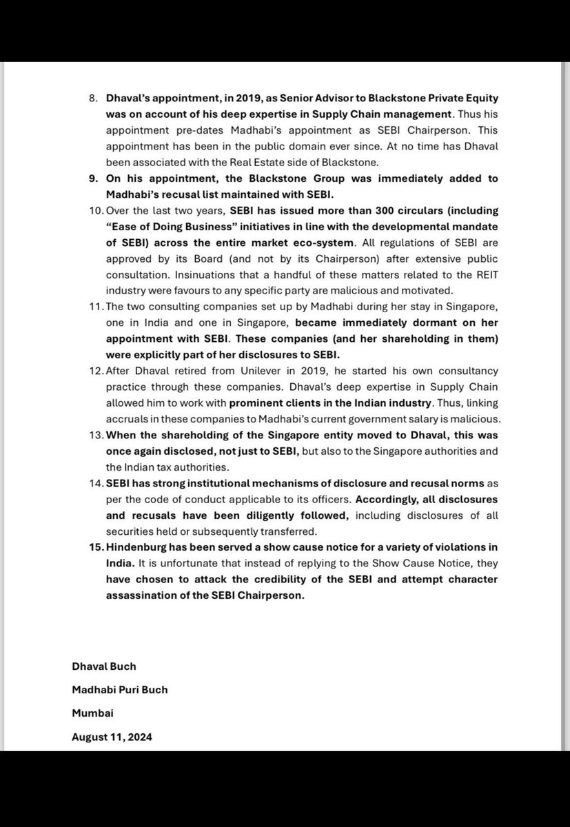 Mahua Moitra (@mahuamoitra) on Twitter photo This is a clear cut admission by Chairperson of <a href="/SEBI_India/">SEBI_Awareness</a>.
1 - You did invest in the fund. You conveniently fail to mention that Anil Ahuja was a director with Adani Enterprises / Adani Power & this very fund was used by Vinod Adani to siphon off monies.
2 - Mr. Ahujas’s This is a clear cut admission by Chairperson of <a href="/SEBI_India/">SEBI_Awareness</a>.
1 - You did invest in the fund. You conveniently fail to mention that Anil Ahuja was a director with Adani Enterprises / Adani Power & this very fund was used by Vinod Adani to siphon off monies.
2 - Mr. Ahujas’s