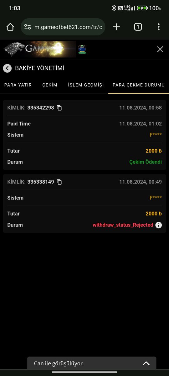 Teşekkürler gameofbet 😊😊