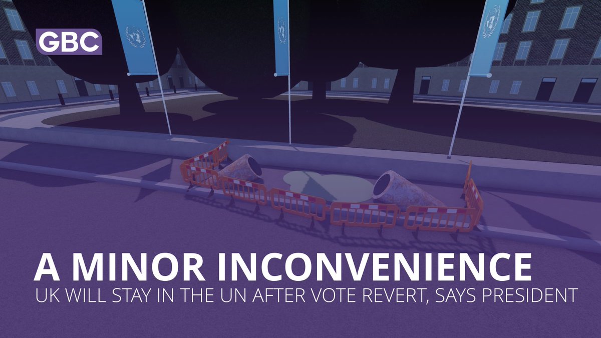 rxGBC's tweet photo. UNITED KINGDOM
The President of the Security Council has reaffirmed the original vote held in the Security Council yesterday. This means the proxy vote held over Discord is null and void. The applying United Kingdom has failed to pass the UN Security Council. https://t.co/IZs7di2mAL