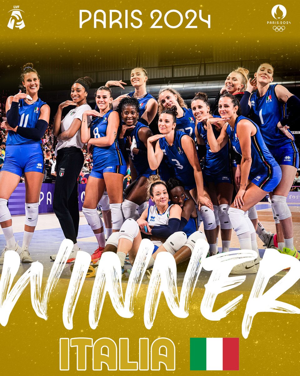 Lega Volley Femminile (@legavolleyf) on Twitter photo ๐
๐๐ฎ๐น OROOOOO OLIMPICOOOOO!!!! ๐ท๐ท
ร STORIAAAAAA!!! โค๏ธ
Le #Azzurre di #Velasco scrivono una pagina fantastica della pallavolo italiana, battuti gli Stati Uniti 3-0 nella #Finale di #Parigi2024
๐
Congratulazioni <a href="/Federvolley/">Federvolley โญ๏ธโญ๏ธโญ๏ธโญ๏ธโญ๏ธ</a>
๐ท @VolleyballWorld / <a href="/Paris2024/">Paris 2024</a>
#ILoveVolley ๐
๐๐ฎ๐น OROOOOO OLIMPICOOOOO!!!! ๐ท๐ท
ร STORIAAAAAA!!! โค๏ธ
Le #Azzurre di #Velasco scrivono una pagina fantastica della pallavolo italiana, battuti gli Stati Uniti 3-0 nella #Finale di #Parigi2024
๐
Congratulazioni <a href="/Federvolley/">Federvolley โญ๏ธโญ๏ธโญ๏ธโญ๏ธโญ๏ธ</a>
๐ท @VolleyballWorld / <a href="/Paris2024/">Paris 2024</a>
#ILoveVolley
