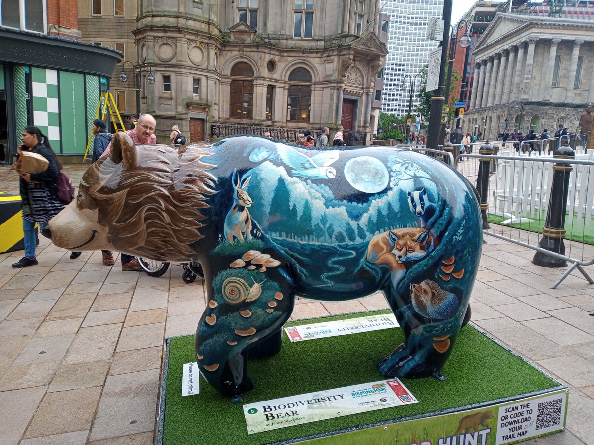 TheCountessa's tweet photo. We're going on a Bear Hunt! Well actually we've been on a bear hunt in Birmingham. Mother Paw'd, Luna and the Moon, 2 sides of Biodiversity Bear @wildinart https://t.co/ZLbQt3x4d0