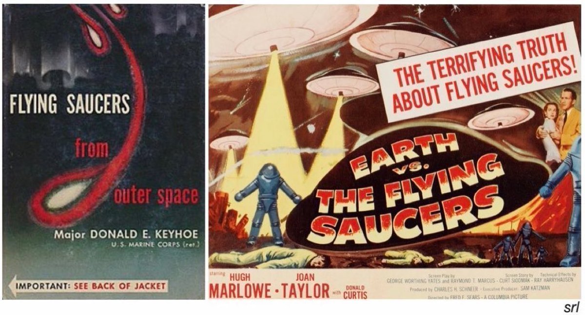 SaveRedlandLibr's tweet photo. 11am TODAY on @Film4
The 1956 #SciFi film🎥 “Earth vs The Flying Saucers” directed by #FredFSears from a screenplay by George Worthing Yates & Bernard Gordon and story by #CurtSiodmak (suggested by 1953 book📖 “Flying Saucers from Outer Space” by Maj. Donald Keyhoe) https://t.co/uN6ruJbge1