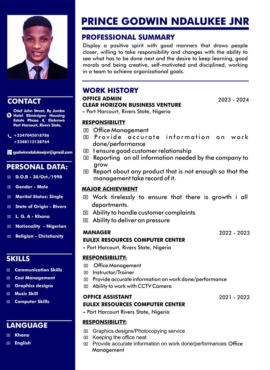 Call for your professional resume 
@+2347045018786