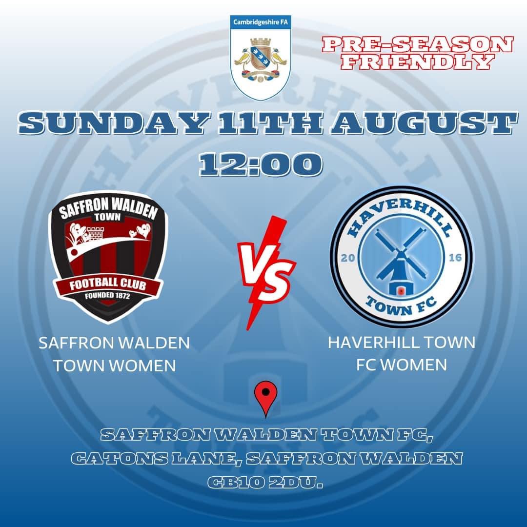 We are back today for our first pre-season friendly! ⚽💙

📅 Sunday 11th August
🆚 Saffron Walden Town Fc Women
🕑 12:00 Kick Off
📍 Catons Lane, CB10 2DU

We are looking forward to getting back on the pitch with some new players joining the team alongside some familiar faces!