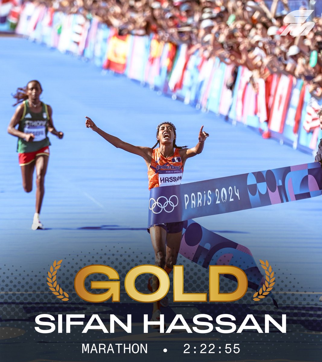 CitiusMag's tweet image. HER GOLDEN MOMENT 🤩
 
After two bronze medals in Paris in the 5000m and 10,000m, Sifan Hassan’s incredible triple ends in gold as she kicks her way to the win in the Olympic marathon in 2:22:55.
 
Hassan takes down the Olympic record and one of the best fields ever assembled to…