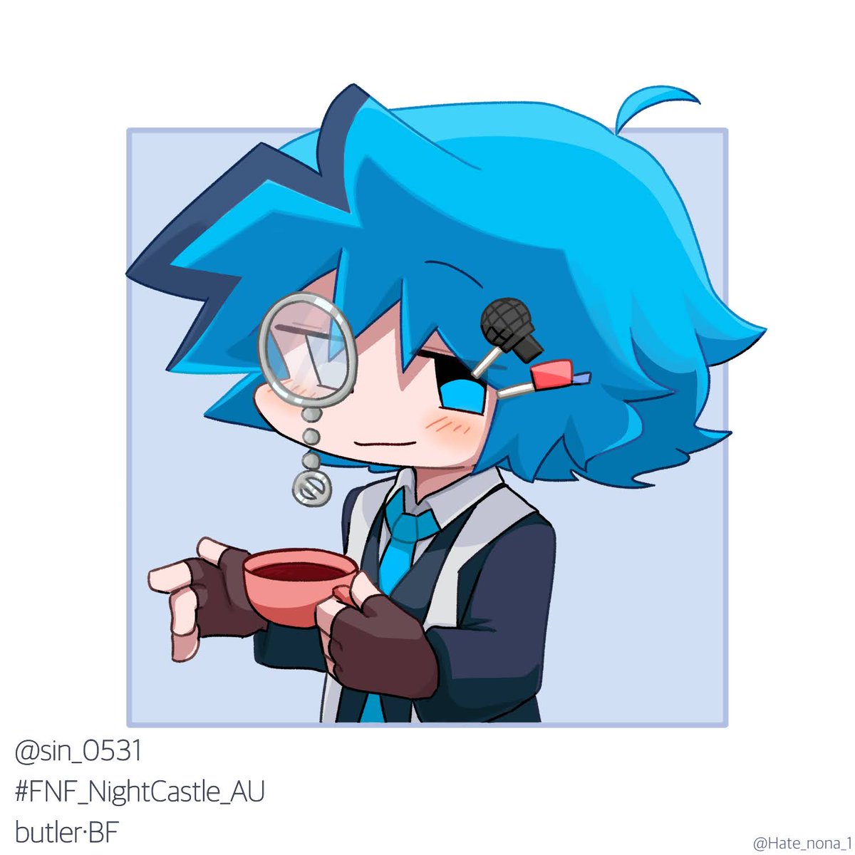 #FNF_NightCastle_AU

sinさん(<a href="/sin_0531/">sin</a>)
お待たせしてごめんなさい！！！🙇‍♀️🥲

しごできな執事のBFくん、素敵です✨
描かせて頂きありがとうございました！🙇‍♀️
