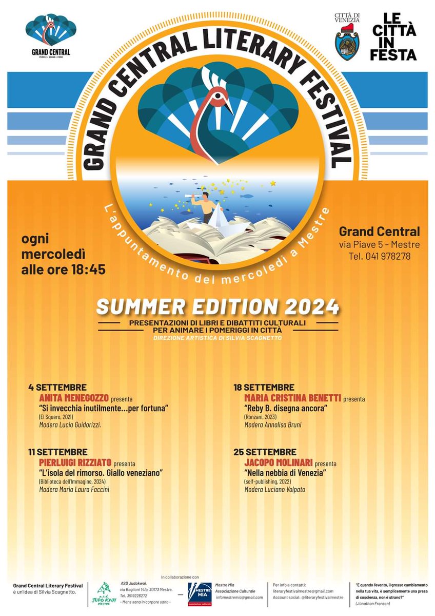 Annunciamo l'inserimento degli incontri di settembre nel palinsesto de <a href="/lecittainfesta/">Le Città in Festa</a> <a href="/CMVenezia/">CittaMetropolitanaVE</a>  🥰📚🤩
#savethedates #literaryfestival #festivalmestre #mestre #gclf #summeredition2024