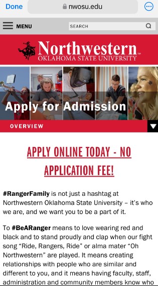 No application fee at Northwestern Oklahoma 
Great opportunity
#admissionsopen 

  nwosu.edu/apply-for-admi…

#oppertunity #USA #educationreform