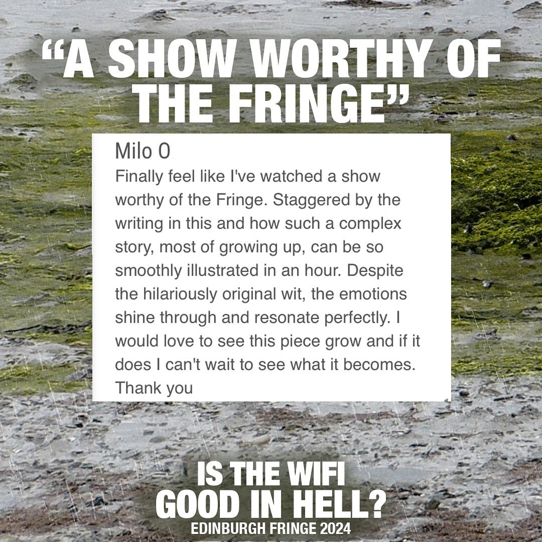 Is the WiFi Good in Hell? (Play) (@isthewifiplay) on Twitter photo 💚 Our Top 4 audience reviews 💚
Thank you for all your kind words 🌱 You can leave yours on the <a href="/edfringe/">Edinburgh Festival Fringe</a> website!
<a href="/FollowTheCow/">Underbelly Edinburgh</a> @brxhousetheatre #UnleashYourFringe #EdinburghFringe 💚 Our Top 4 audience reviews 💚
Thank you for all your kind words 🌱 You can leave yours on the <a href="/edfringe/">Edinburgh Festival Fringe</a> website!
<a href="/FollowTheCow/">Underbelly Edinburgh</a> @brxhousetheatre #UnleashYourFringe #EdinburghFringe