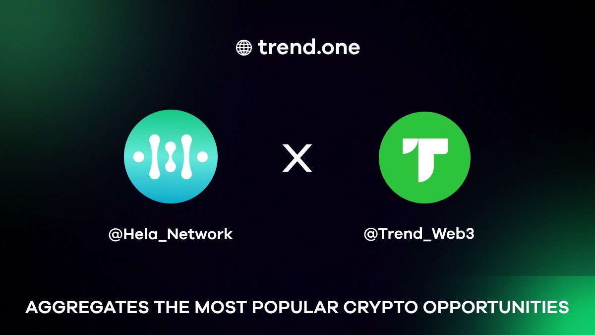 Trend 🤝 Hela

(1/2) Introduce Hela
<a href="/Hela_Network/">HeLa Labs 🍀 | HLUSD</a> is a modular Layer 1 blockchain enabling AI infrastructure for Web2 and Web3 across various sectors, including gaming, DeFi, DePIN, and many more.
