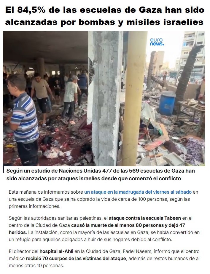 La locura genocida de Israel asesina niños en Gaza cada día. Los gobiernos que siguen apoyándoles son CÓMPLICES y culpables ante la historia  es.euronews.com/2024/08/10/el-…