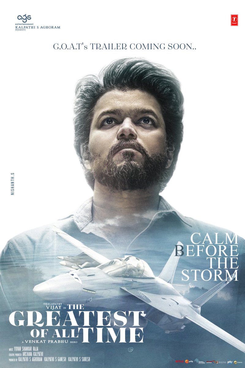 GoatMovie2024's tweet photo. #TheGreatestOfAllTime‌ trailer update miga Viraivil ✨🔜

All The TRAILER Records Gonna be  smashed.
#TheGoatArrivesOnSept5th

A @vp_offl hero
A @thisisysr musical 

Thalapathy @actorvijay sir,
@archanakalpathi 
@aishkalpathi 
@Ags_production https://t.co/gl6KQgkshL
