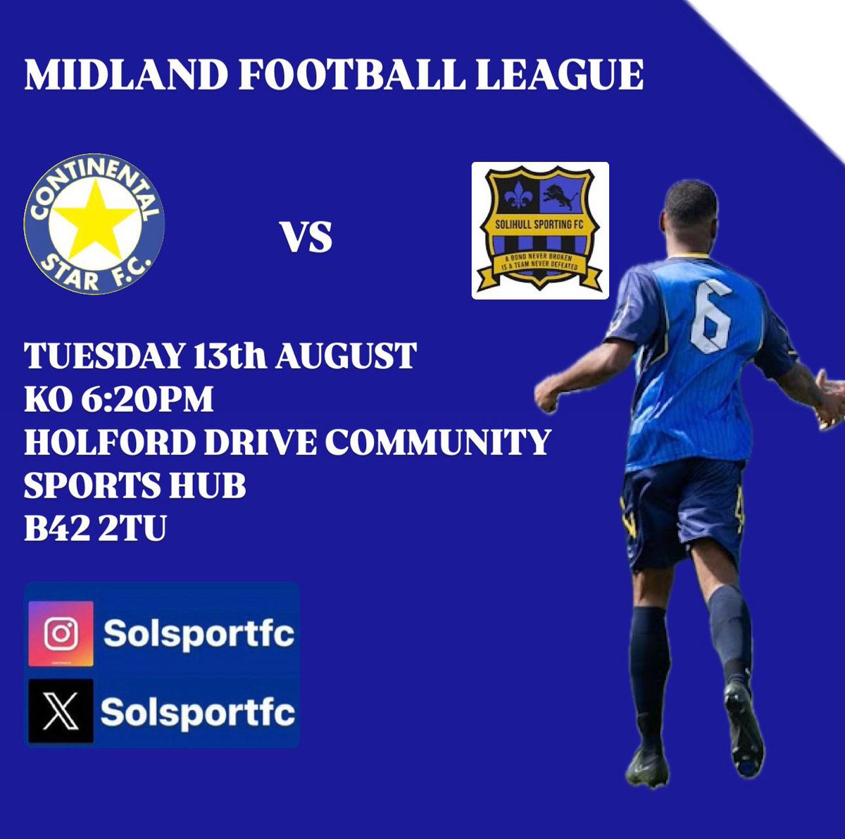 NEXT UP : We travel to Continental Star on Tuesday evening looking to push on from yesterdays win , 18:20 kick off 🔵🟡⚽️
