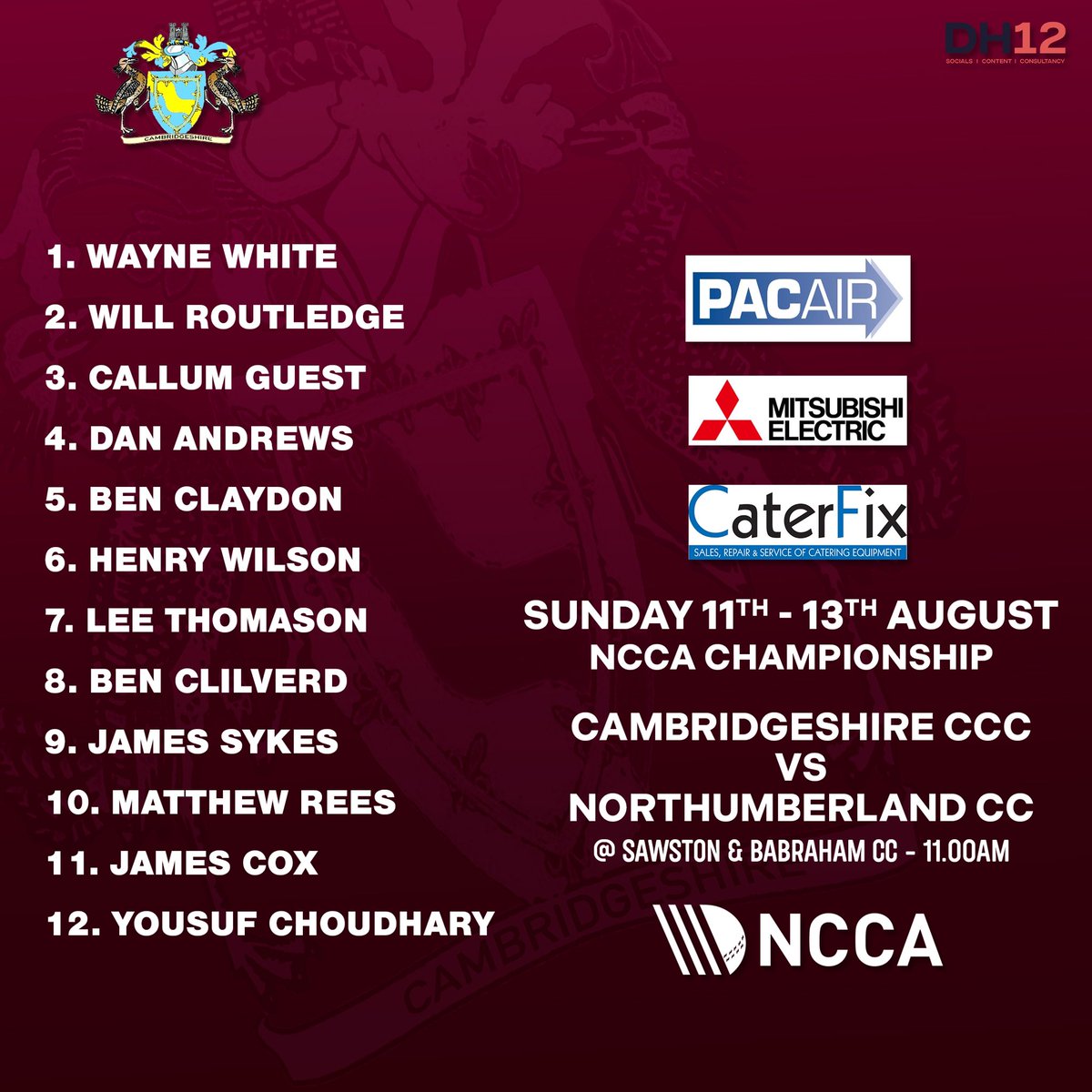 We are back in red ball action today in the <a href="/NCCA_uk/">NCCA (National Counties Cricket Association)</a> Championship! We host @NlandCCC at <a href="/SBCCRAMS/">Sawston & Babraham Cricket Club</a> 🏏 #CambsCCC #CambridgeshireCountyCricketClub #Cricket #NCCA