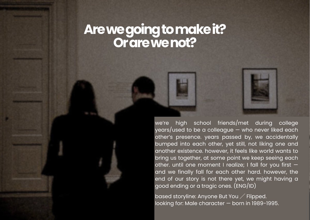 ⠀ 
⠀ 
[Retweets are appreciated]
⠀ 
Dear fellow writers! I’m on a mission to find a person who’d love to write a story together, here’s the brief story—however, it’s still adjustable, so no worries. this is gonna be a romcom ╱ slice of life kind of themed. (ENG/ID)
⠀ 
⠀