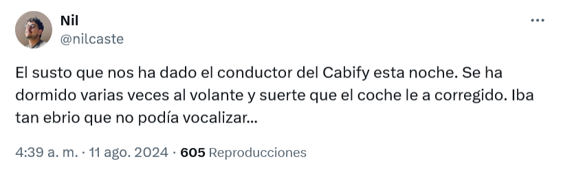 EnLuchaVTC's tweet photo. ⚠️ La escasez de conductores de #VTC elimina filtros en su contratación. No cuidan la selección de personal. 

Conductor de #Cabify📴 ebrio pone en riesgo la seguridad de los pasajeros, la del resto de usuarios de las vías y la suya propia. 

#SeguridadVial #DeleteCabify https://t.co/8B4Q6vGO8R