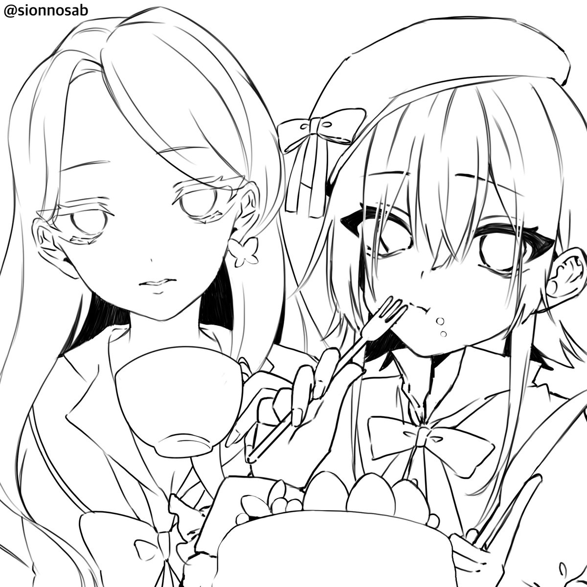 sionnosab's tweet photo. 進めるか迷い中の絵です
反応良かったら進めようかな…？

フリー線画にしますので自分の代わりに完成させてあげて下さい！

⚠️左上のアカウント名は消さないで下さい

#wrwrd絵描きさんと繋がりたい #フリー線画 https://t.co/2PqmJkWdcs