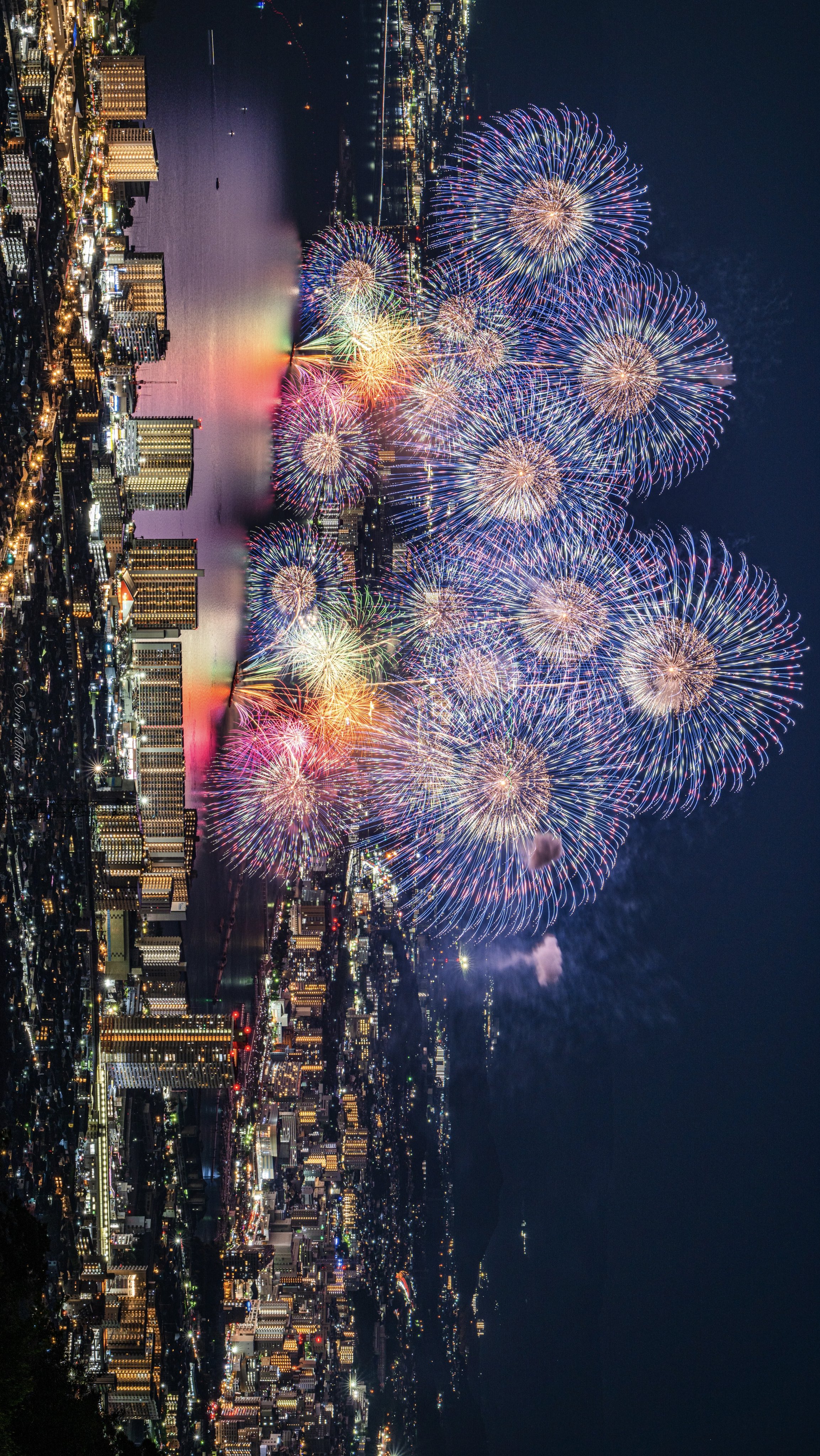 花火の夜景画 花火の夜景画