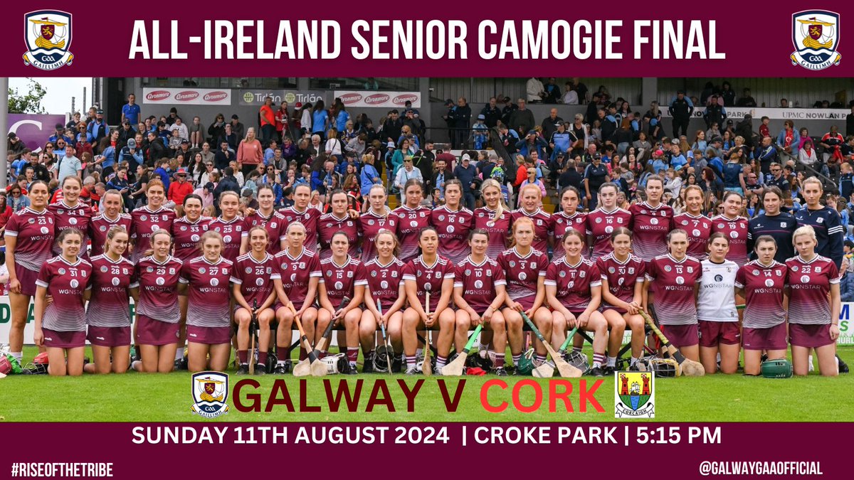🏆GAME DAY🏆

The very best of luck to the Galway Senior Camogie squad, Manager Cathal Murray and Team Management today in the All-Ireland Final🏆

#gaillimhabú
#riseofthetribes