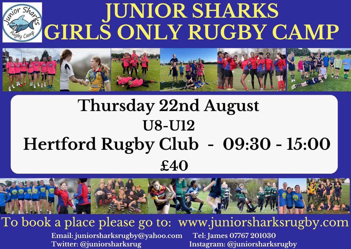 Looking for a girls only rugby camp , well look no further 🏉💯👍
<a href="/hertsrugby/">Herts Rugby</a> <a href="/HertsGirlsRugby/">Herts Girls Rugby</a> <a href="/HertfordRFC/">Hertford RFC</a>