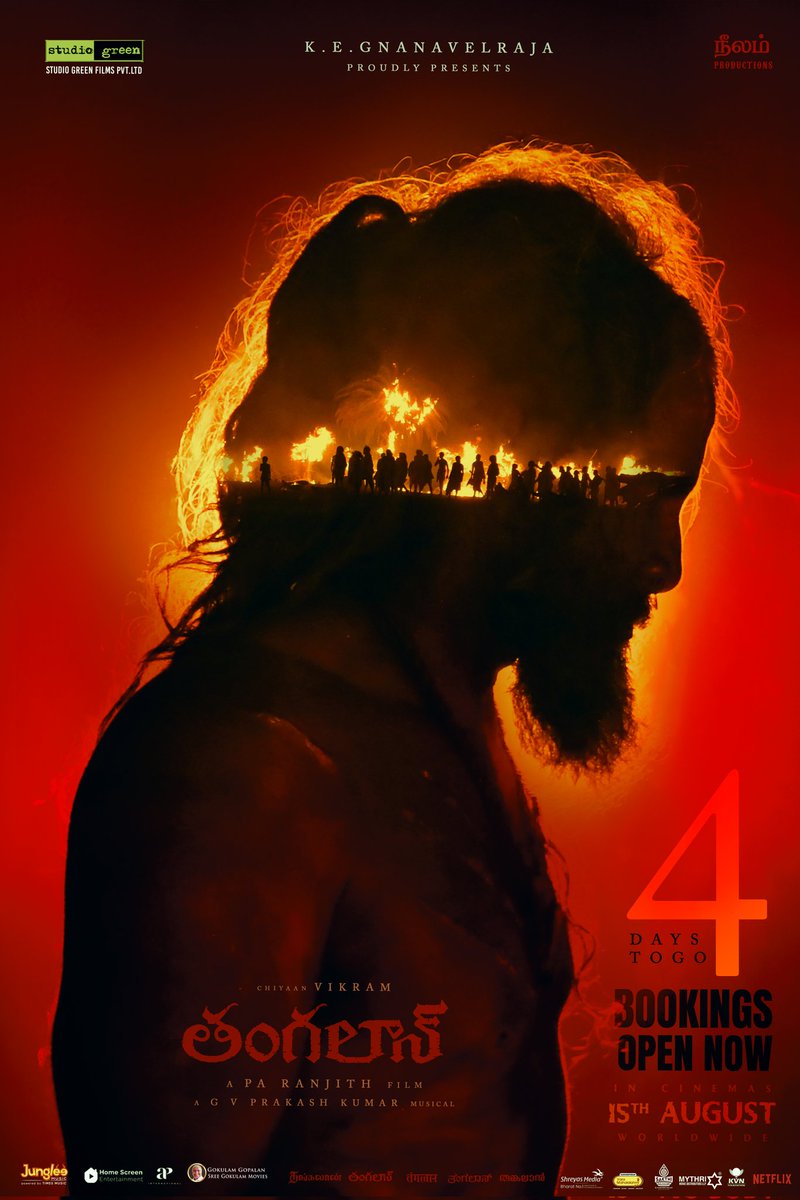 Studio Green (@studiogreen2) on Twitter photo All myths and lores will be broken ✨
#Thangalaan Unleashing in Cinemas in just 4 days
#ThangalaanFromAug15
<a href="/Thangalaan/">Thangalaan</a> <a href="/chiyaan/">Vikram</a> <a href="/beemji/">pa.ranjith</a> <a href="/GnanavelrajaKe/">Gnanavelraja Ke</a> #StudioGreen <a href="/OfficialNeelam/">Neelam Productions</a> <a href="/parvatweets/">Parvathy Thiruvothu</a> <a href="/MalavikaM_/">Malavika Mohanan</a> <a href="/gvprakash/">G.V.Prakash Kumar</a> <a href="/NehaGnanavel/">neha nehu:)</a> <a href="/Dhananjayang/">G Dhananjeyan</a> <a href="/KvnProductions/">KVN Productions</a> All myths and lores will be broken ✨
#Thangalaan Unleashing in Cinemas in just 4 days
#ThangalaanFromAug15
<a href="/Thangalaan/">Thangalaan</a> <a href="/chiyaan/">Vikram</a> <a href="/beemji/">pa.ranjith</a> <a href="/GnanavelrajaKe/">Gnanavelraja Ke</a> #StudioGreen <a href="/OfficialNeelam/">Neelam Productions</a> <a href="/parvatweets/">Parvathy Thiruvothu</a> <a href="/MalavikaM_/">Malavika Mohanan</a> <a href="/gvprakash/">G.V.Prakash Kumar</a> <a href="/NehaGnanavel/">neha nehu:)</a> <a href="/Dhananjayang/">G Dhananjeyan</a> <a href="/KvnProductions/">KVN Productions</a>