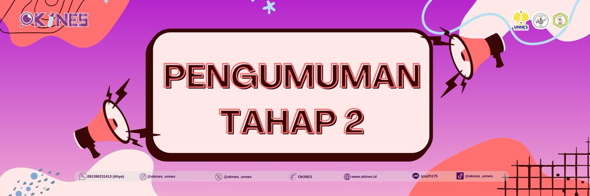 📢 [𝐏𝐄𝐍𝐆𝐔𝐌𝐔𝐌𝐀𝐍 𝐒𝐄𝐋𝐄𝐊𝐒𝐈 𝐓𝐀𝐇𝐀𝐏 𝟐 𝐎𝐊𝐈𝐍𝐄𝐒 𝟐𝟎𝟐𝟒] 📢

Halo Sahabat Okines 👋🏻

Gimana nih Seleksi Tahap 2 nya? Gampang kan? atau makin susah?

Nah, sekarang kalian sudah bisa melihat pengumuman tahap 2 Okines melalui laman 
👉🏻 okines.id 👈🏻