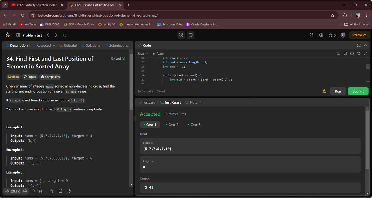 AmitVaghela777's tweet photo. Day 28 of 100! Solved LeetCode Problem 34 - Find First and Last Position of Element in Sorted Array. Modified binary search to the rescue! #LeetCode #DSA #Edslash https://t.co/t31Z5PFXd2