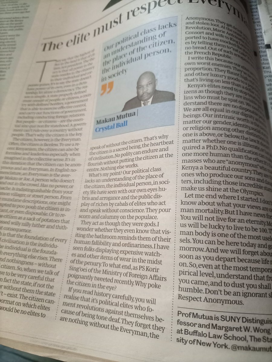 DerrickKuto's tweet photo. Prof Makau speaks realities. Today's article is spot on. https://t.co/pXX9Ma9HTu