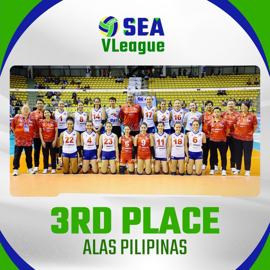 volleyball_phi's tweet photo. Back-to-back Bronze for Alas Pilipinas 🥉

Congratulations to Alas Pilipinas for another podium finish in the 2024 SEA VLeague. Laban, Alas! Laban, Pilipinas! 🇵🇭 https://t.co/BuV25KGnhN