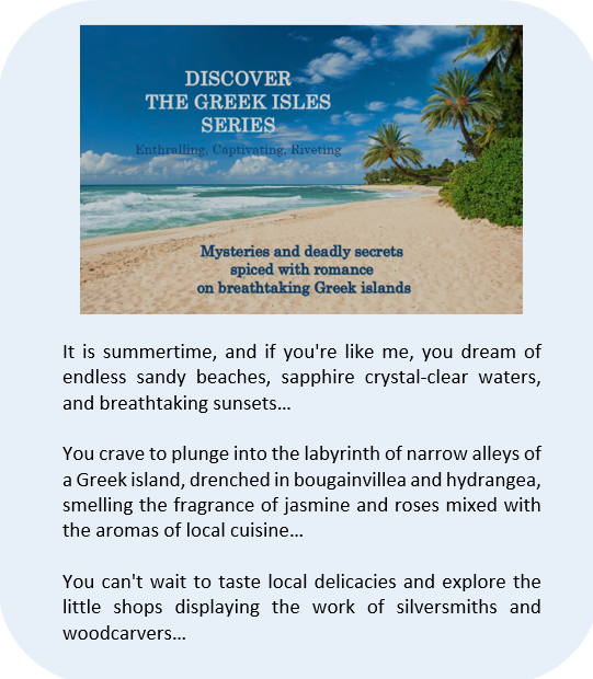 AngelSefer's tweet photo. 📚

Do you crave to plunge into the labyrinth of narrow alleys of a Greek island, drenched in bougainvillea and hydrangea, smelling the fragrance of jasmine and roses mixed with the aromas of local cuisine?

https://t.co/qBW0gBRt6X

#Kindle 

#iBooks 

#Kobo https://t.co/qVZ9Sr6w1Z