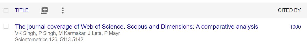 Prashasti Singh (@singh_prashasti) on Twitter photo Our much worked upon and well informative paper on Scholarly Databases has achieved a feat of 1000 citations! Kudos to the remarkable idea by Prof. Vivek Singh <a href="/vivekks12/">Vivek Singh</a> and efforts put in by him and the team. <a href="/Mousumi2212/">Mousumi Karmakar</a> <a href="/Philipp_Mayr/">Philipp Mayr</a>
link.springer.com/article/10.100… Our much worked upon and well informative paper on Scholarly Databases has achieved a feat of 1000 citations! Kudos to the remarkable idea by Prof. Vivek Singh <a href="/vivekks12/">Vivek Singh</a> and efforts put in by him and the team. <a href="/Mousumi2212/">Mousumi Karmakar</a> <a href="/Philipp_Mayr/">Philipp Mayr</a>
link.springer.com/article/10.100…