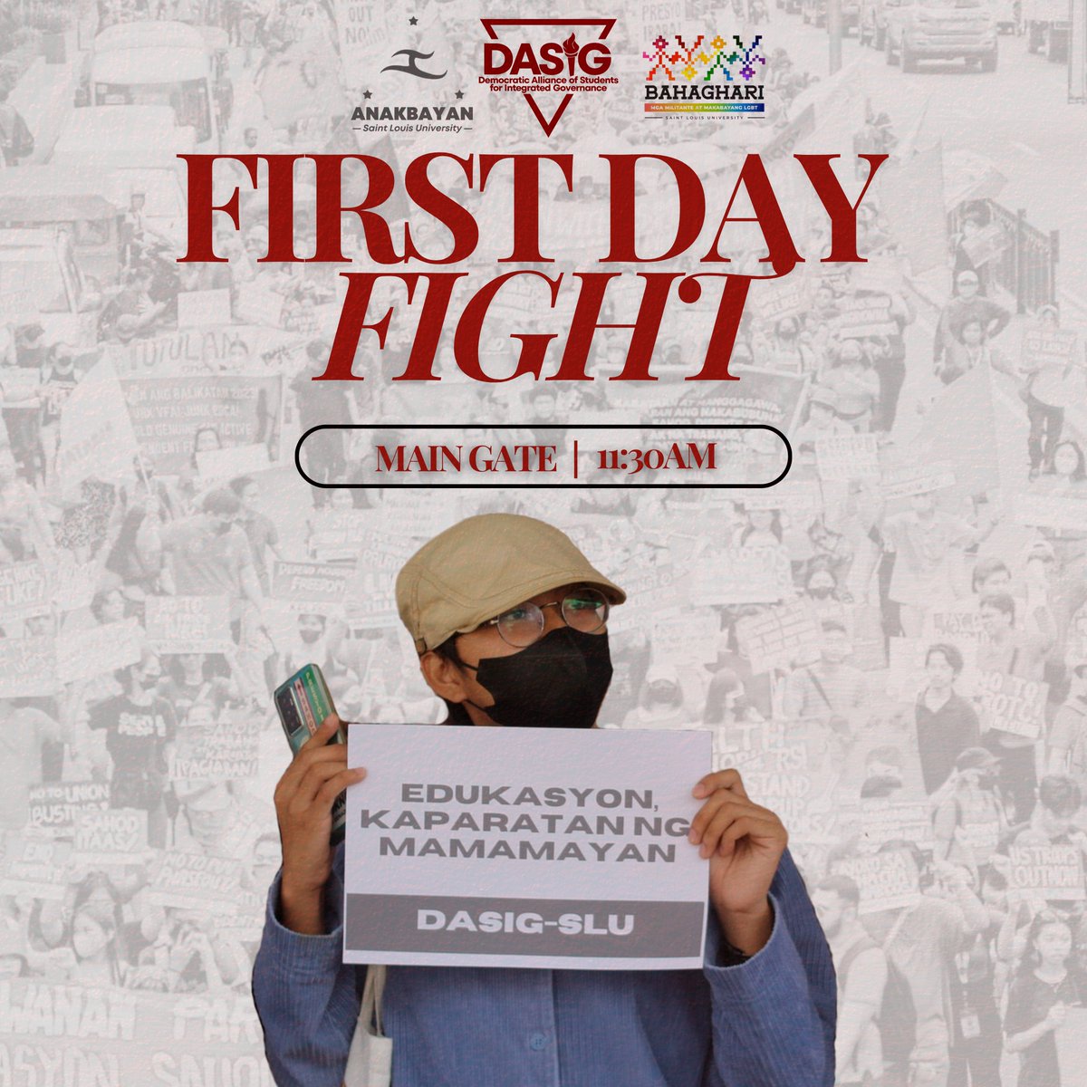 AnakbayanSLU's tweet photo. LUWISYANO, TULOY ANG LABAN PARA SA KARAPATAN, KALAYAAN, AT KATARUNGAN!

Inaanyayahan namin ang mga Luwisyano na lumabas sa silid-aralan, pag-aralan ang lipunan, at makiisa sa panawagan ng mamamayan! 

AUGUST 12 | 11:30AM | MAIN GATE https://t.co/HuIIvDH5zu