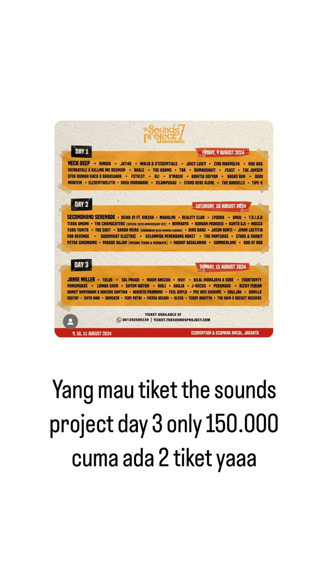 The sounds project untuk 2 orang harga 150.000/orang . day 3 #THESOUNDSPROJECT