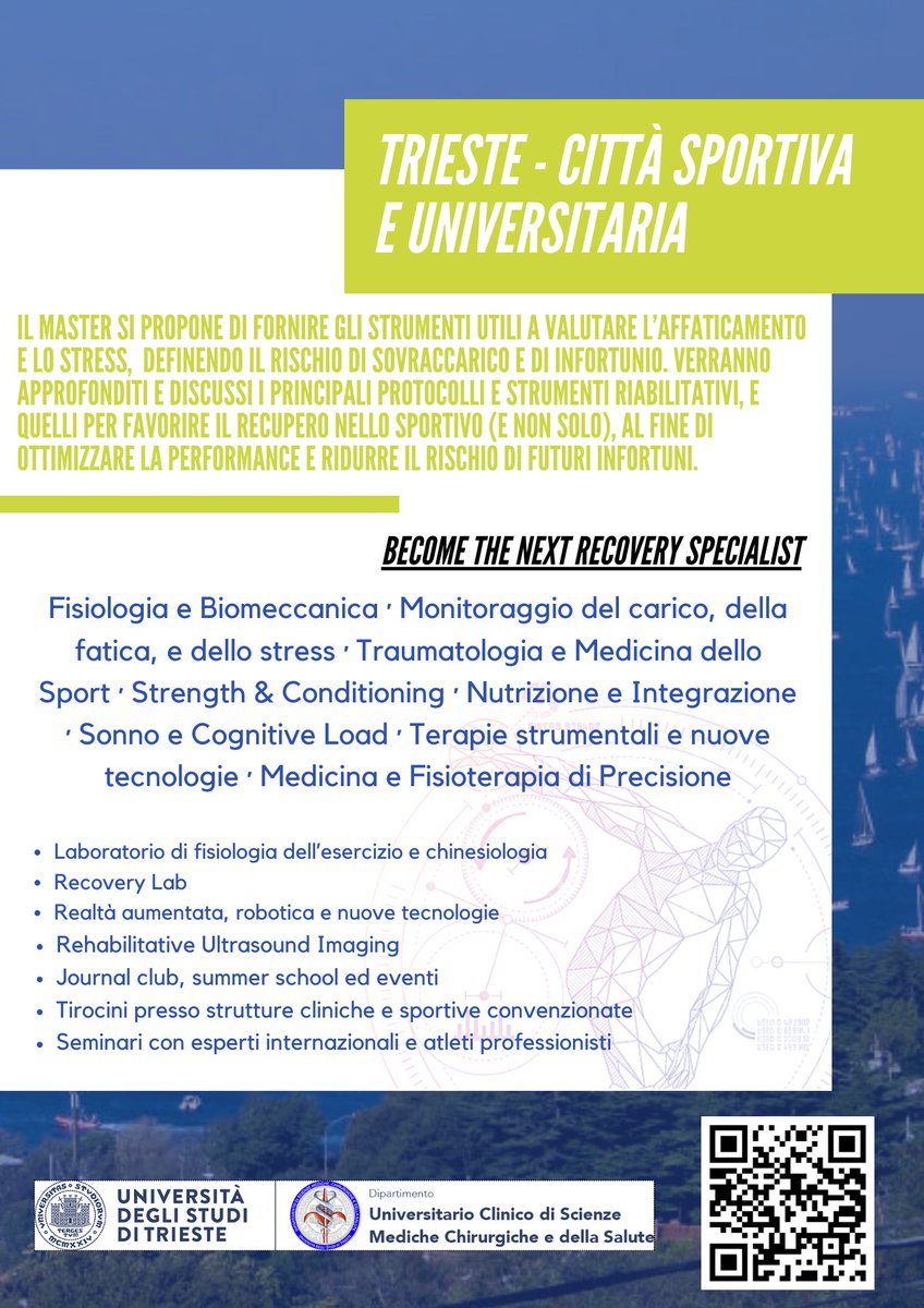 [IT]Mentre siamo tutti a tifare per l'ultimo giorno delle #OlimpiadiParigi2024, aspettando le #Paralympics2024, <a href="/UniTrieste/">Università di Trieste</a> ha aperto il bando per il nuovo master di I livello in Scienze e Tecniche del Recupero nell'Esercizio e nello Sport #recoveryspec.   portale.units.it/it/studiare/po…