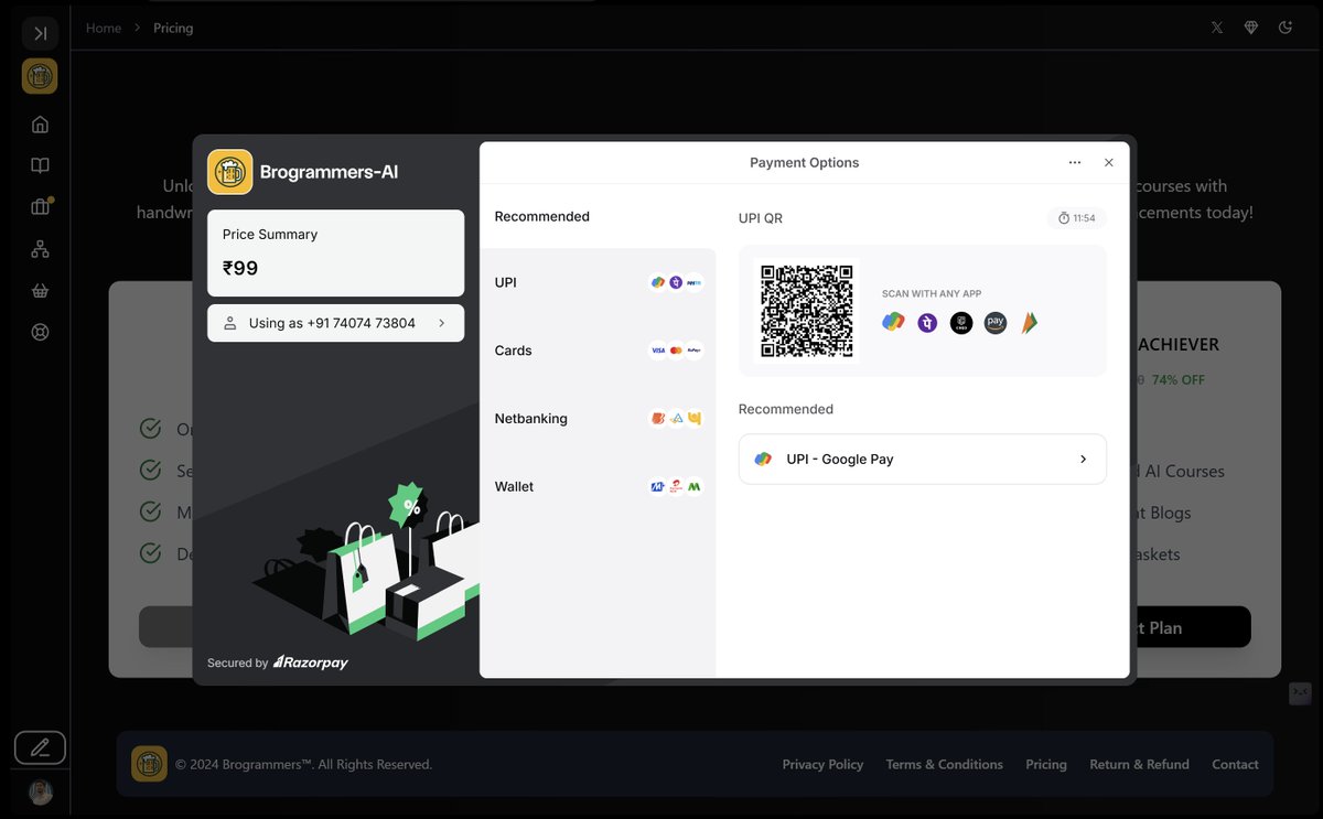 im_vinit_jain's tweet photo. Excited to announce the successful integration of Razorpay for seamless payment processing on Bogrammers. A major win for the team and a great leap forward for our users. #PaymentGateway #Razorpay #Integration #Brogrammers https://t.co/QzIAtOobZ2