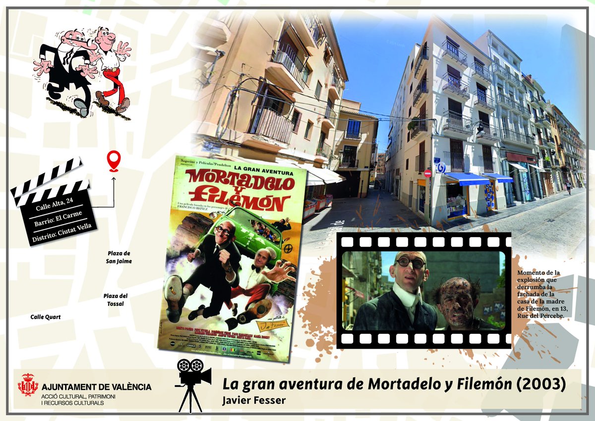 JJCholbi's tweet photo. Rutas literarias y  cinematográficas de la ciudad de #València, en la que he realizado mapas y fotomontajes utilizados en la presentación y promoción del proyecto #ValènciaFilmOffice #infografías #infographic #ayuntamientovalencia con @CarlosAimeur @PorcalLopez1 @ArmeroEstruch https://t.co/SyphP3X70Q